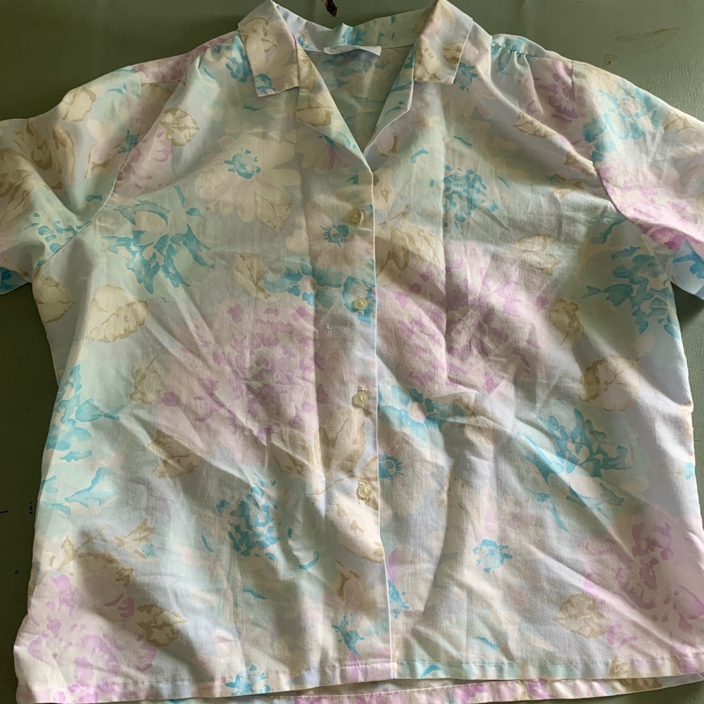 Vintage Charlotte G Soft Pastel Floral Top